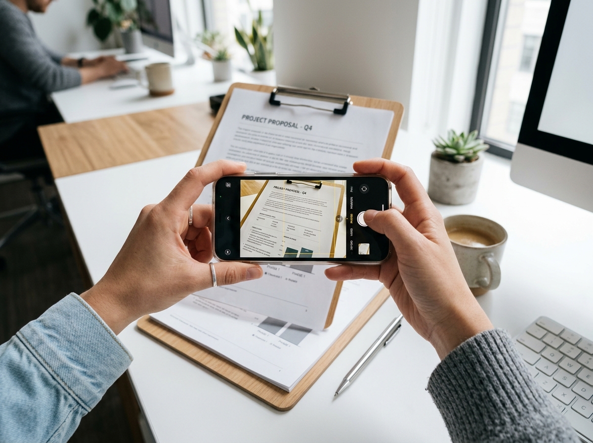 Mechanic documenting Porsche engine in shop